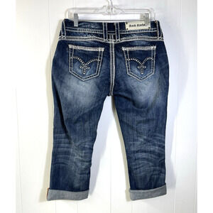 Rock Revival Jeans Size 27 Becky Easy Capri Thick Stitch Rhinestone Bling